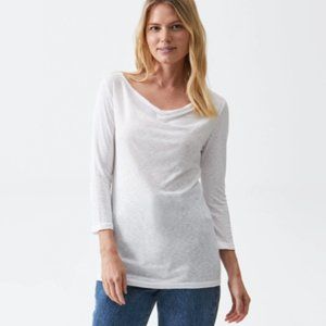 michael stars drape neck top tee | white